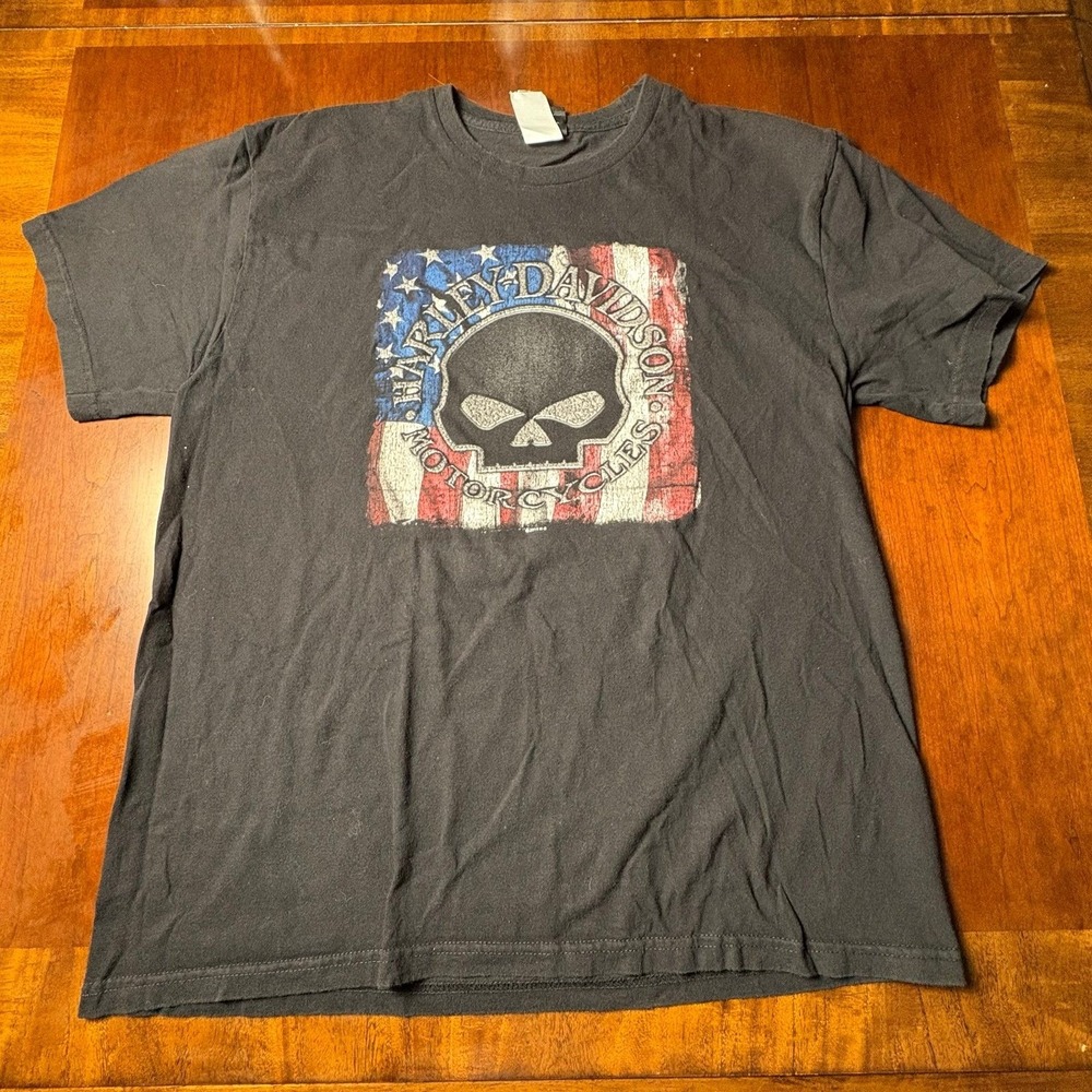 Harley-Davidson Fort Worth Fast Free Skull American Flag T-Shirt XL 22x28